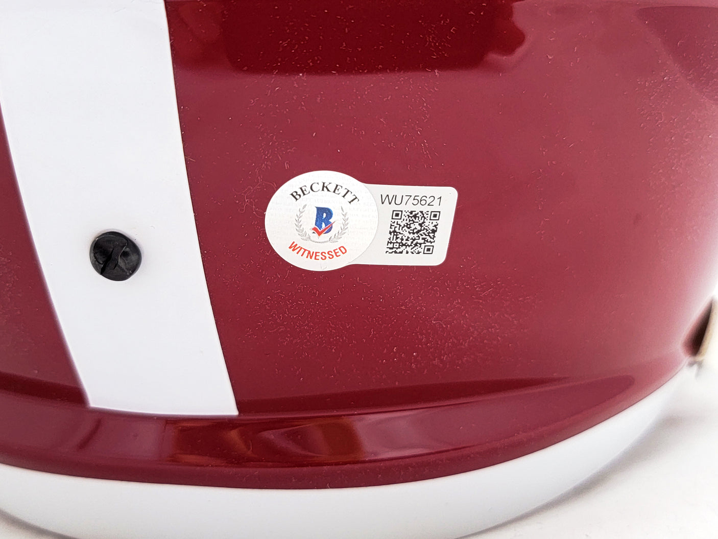 Mac Jones Autographed Alabama Crimson Tide Red Full Size Replica Speed Helmet Beckett BAS Witness Stock #206520