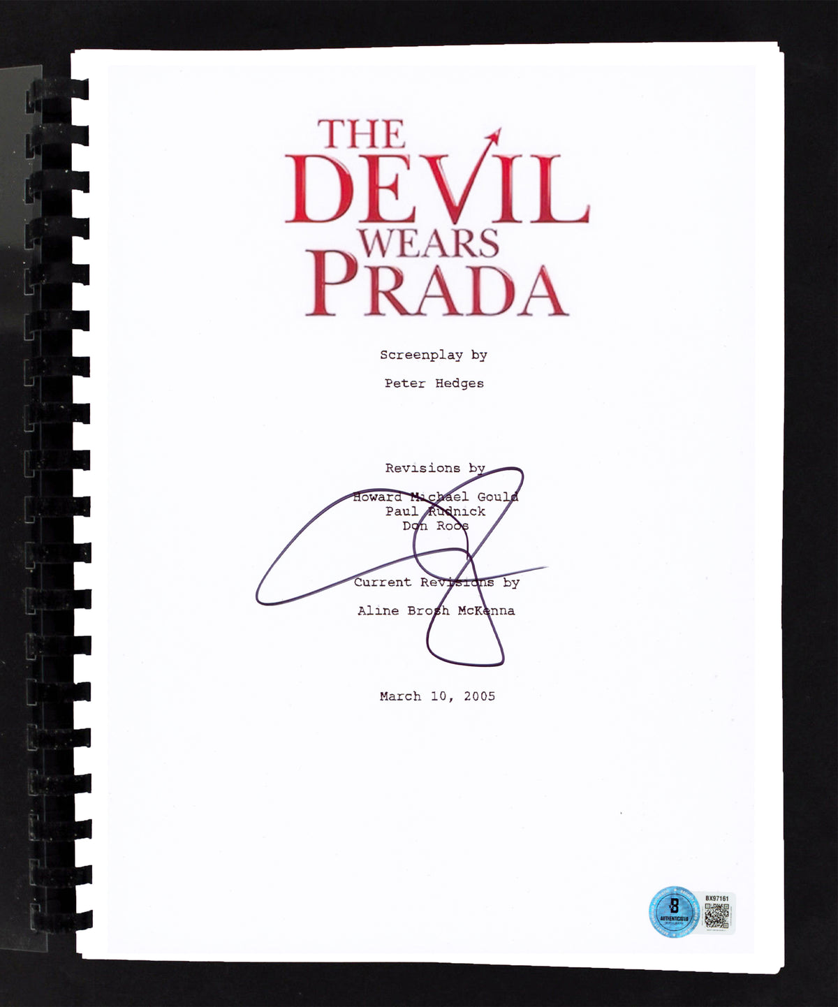 Emily Blunt The Devil Wears Prada Authentic Signed Movie Script BAS #BX97161