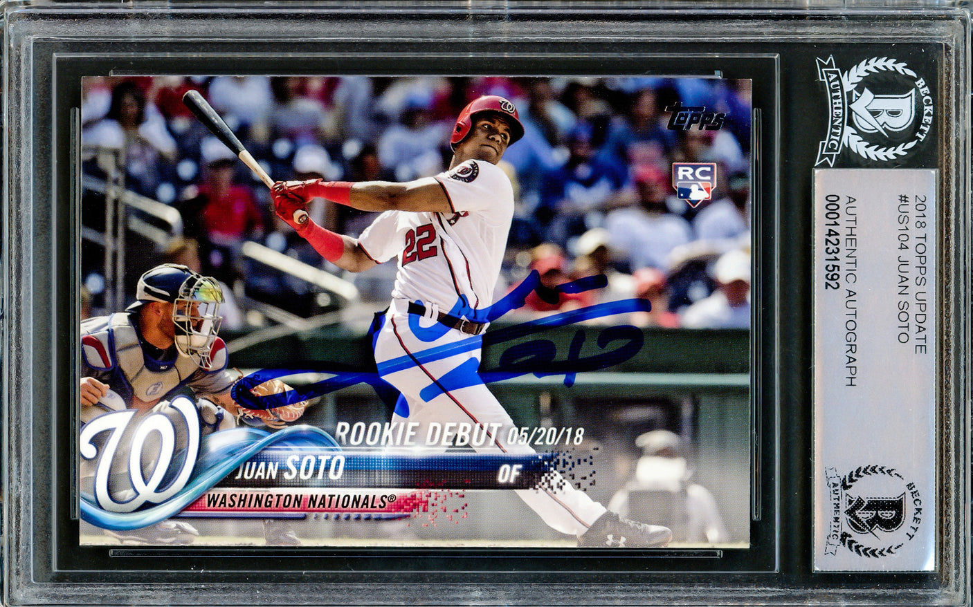 Juan Soto Autographed 2018 Topps Update Rookie Card #US104 New York Mets Beckett BAS Stock #206608
