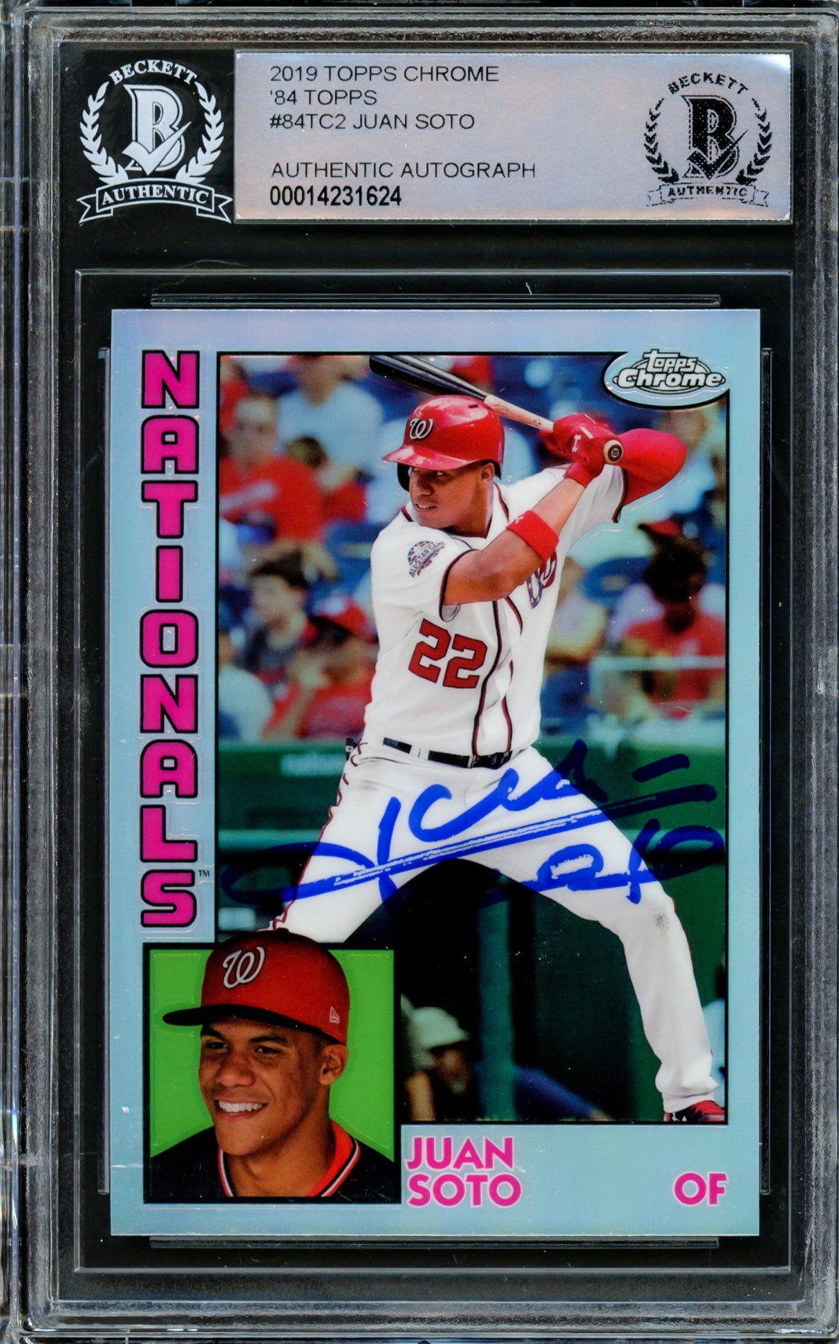 Juan Soto Autographed 2019 Topps Chrome Refractor 1984 Rookie Card #84TC-2 New York Mets Beckett BAS #14231624