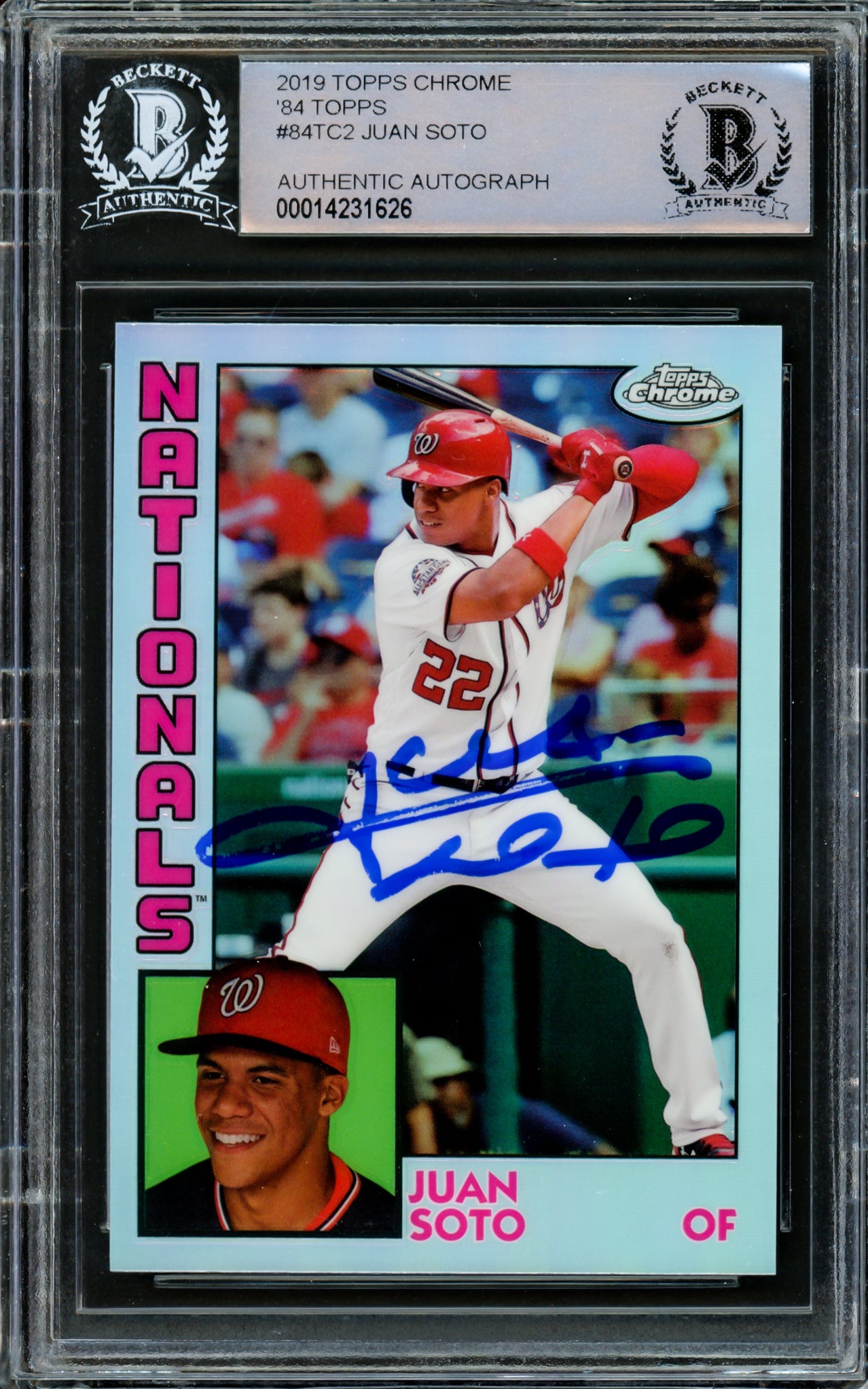 Juan Soto Autographed 2019 Topps Chrome Refractor 1984 Rookie Card #84TC-2 New York Mets Beckett BAS #14231626