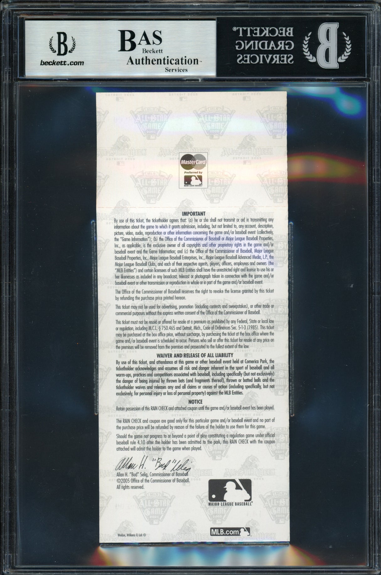 Ichiro Suzuki Autographed 2005 All Star Game Ticket 2005 All Star Game Ticket Seattle Mariners Beckett BAS #14232773