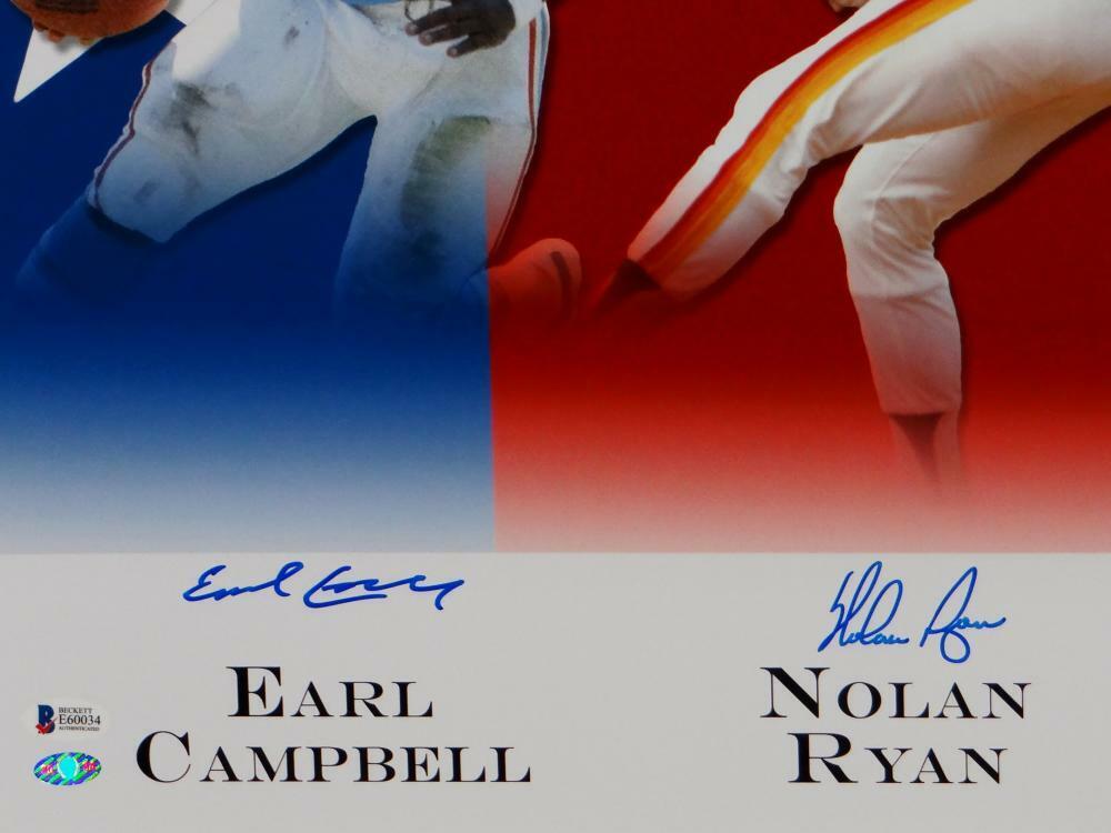 Earl Campbell Nolan Ryan Olajuwon Signed 16x20 Houston Legends Photo- Beckett Au