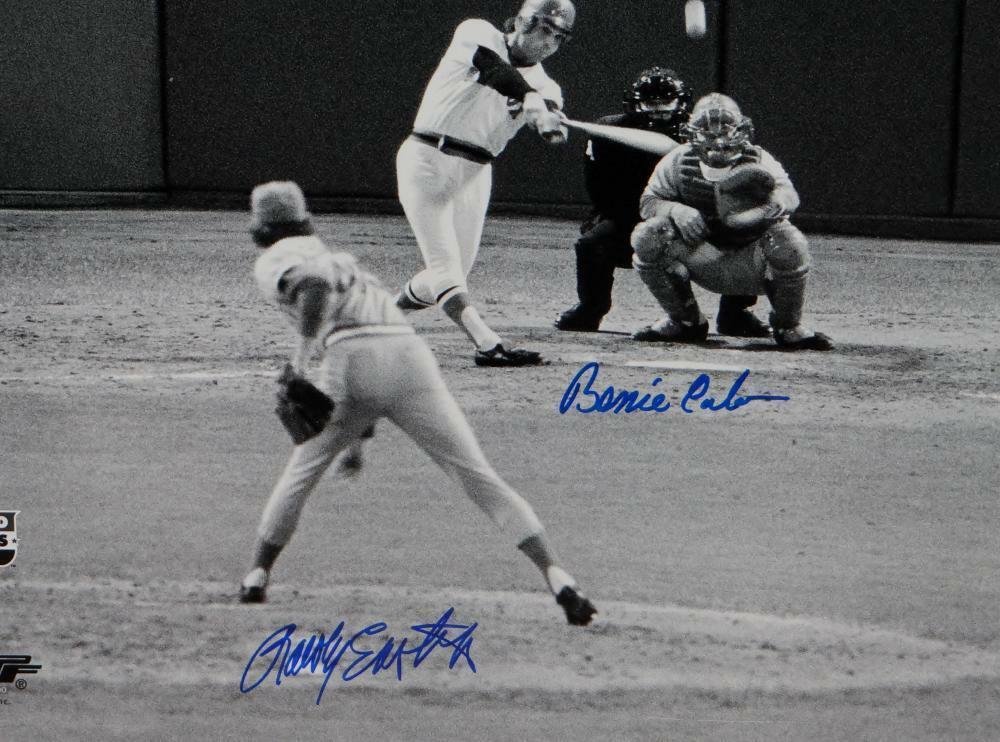Bernie Carbo Rollie Eastwick Signed 16x20 BW 1975 World Series PF Photo- Beckett