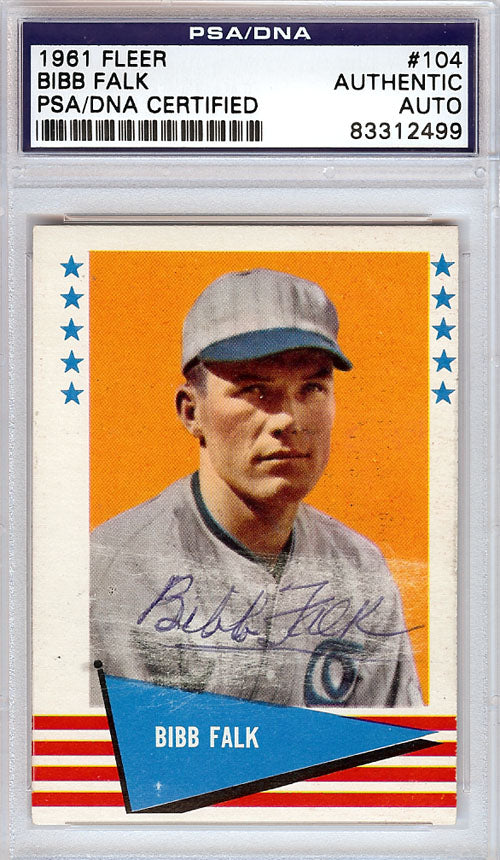 Bibb Falk Autographed 1961 Fleer Card #104 Cleveland Indians PSA/DNA #83312499