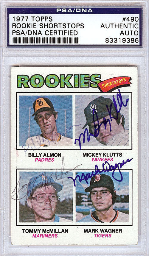 Billy Almon, Mickey Klutts, Tommy McMillan & Mark Wagner Autographed 1977 Topps Card #490 PSA/DNA #83319386