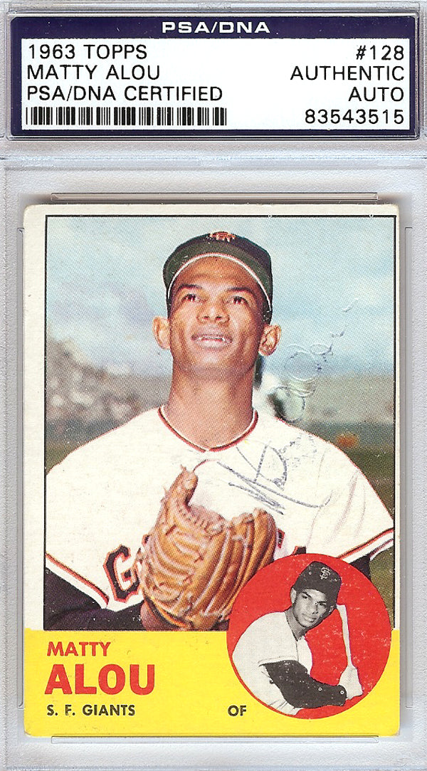 Matty Alou Autographed 1963 Topps Card #128 San Francisco Giants PSA/DNA #83543515