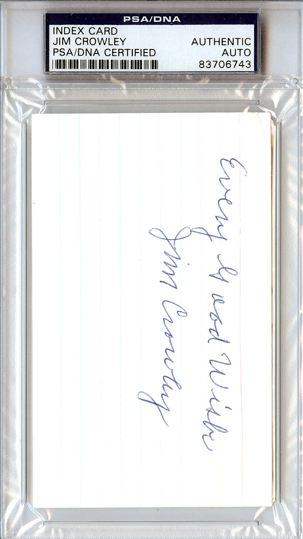 Jim Crowley Autographed 3x5 Index Card "Every Good Wish" Notre Dame Four Horsemen PSA/DNA #83706743