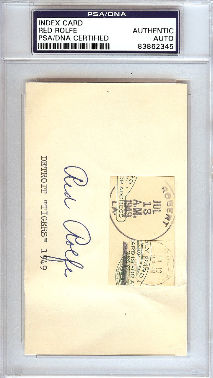 Red Rolfe Autographed 3x5 Index Card New York Yankees PSA/DNA #83862345