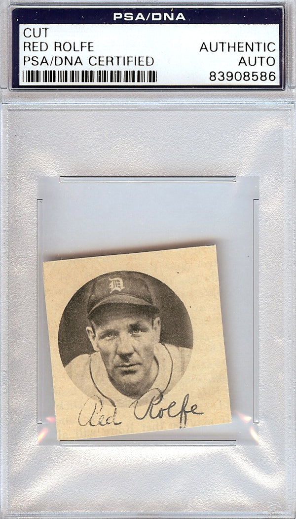 Red Rolfe Autographed 1.5x1.5 Newspaper Page Photo Detroit Tigers PSA/DNA #83908586