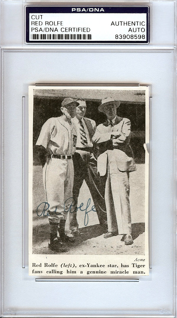 Red Rolfe Autographed 2.5x4 Newspaper Page Photo Detroit Tigers PSA/DNA #83908598
