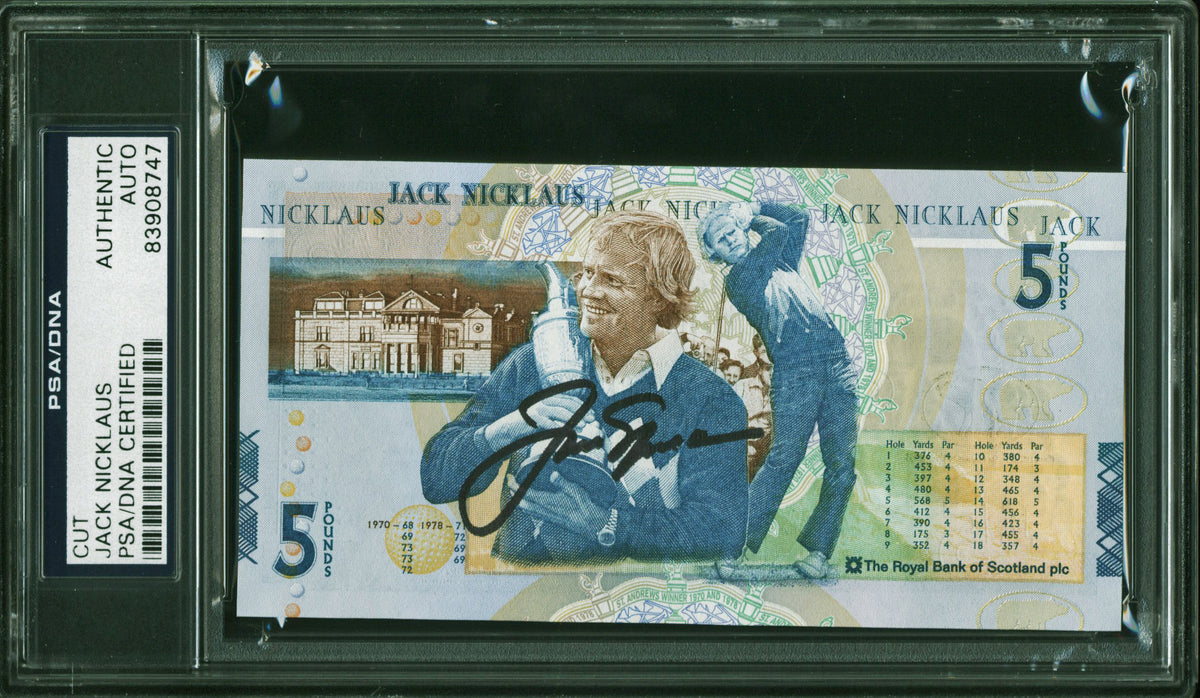 Jack Nicklaus Signed 2005 Royal Bank Of Scotland 5 Banknote PSA/DNA Slabbed