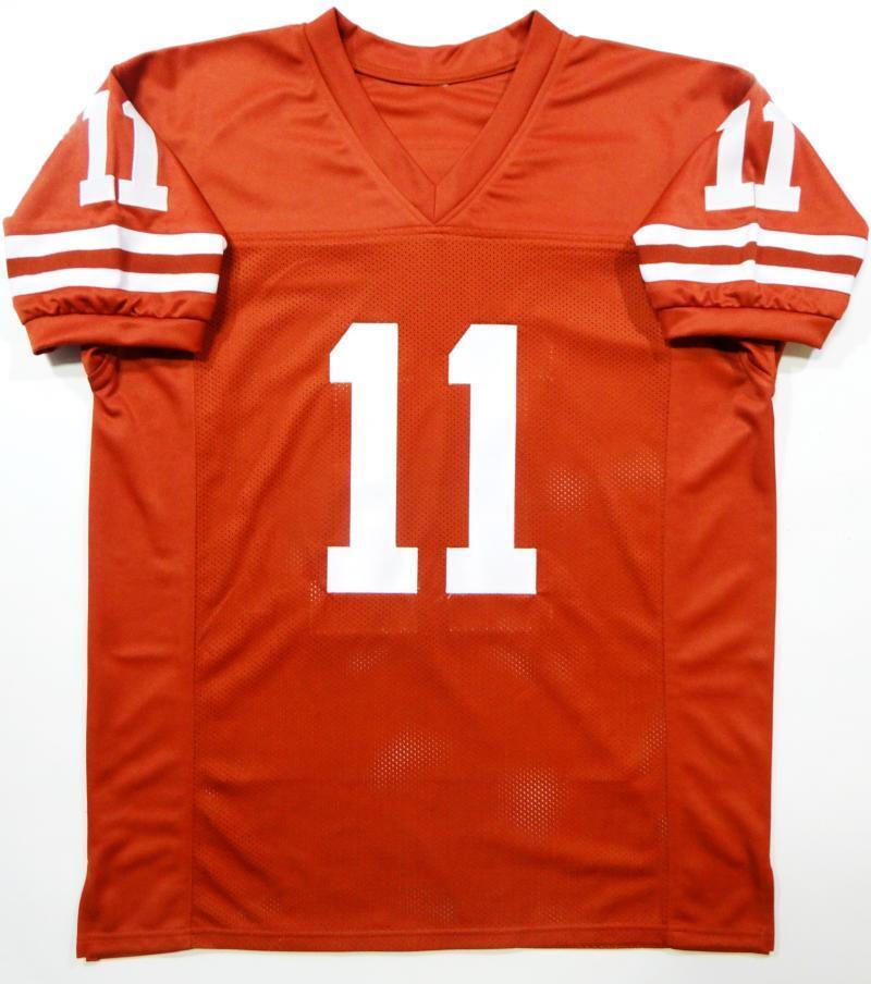 Major Applewhite Autographed Orange College Style Jersey w/ Hook Em- JSA W Auth