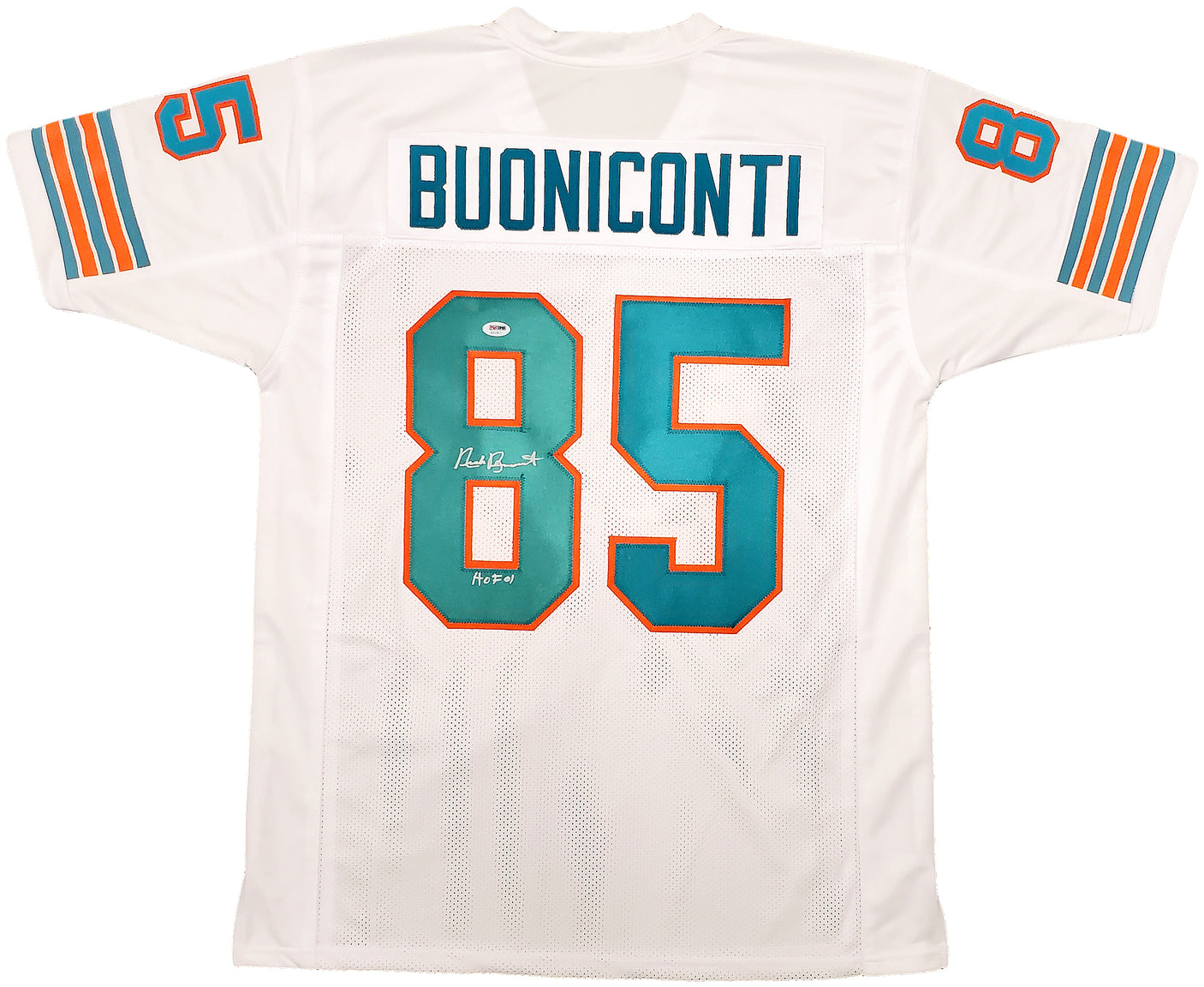 Miami Dolphins Nick Buoniconti Autographed White Jersey "HOF 01" PSA/DNA Stock #197010