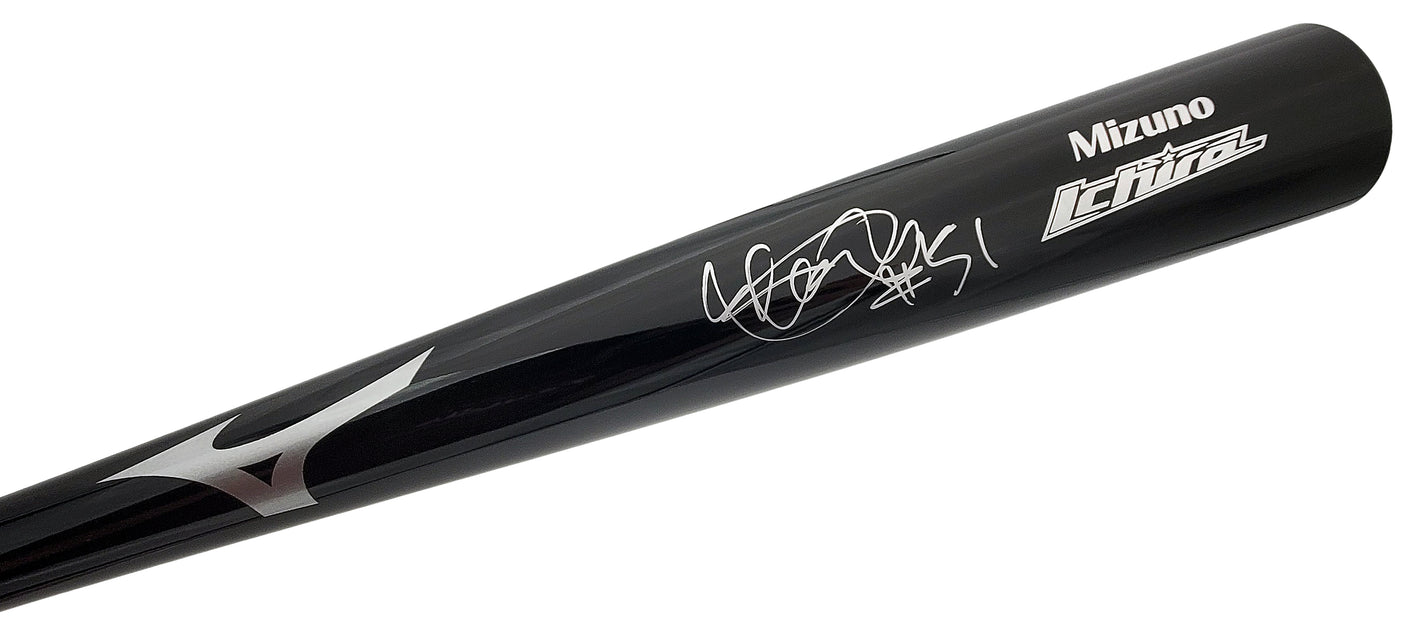 Ichiro Suzuki Autographed Black Mizuno Game Model Bat Seattle Mariners "#51" IS Holo Stock #197023