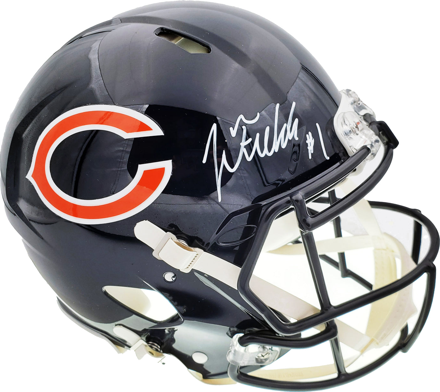 Justin Fields Autographed Chicago Bears Blue Full Size Authentic Speed Helmet Beckett BAS QR Stock #194774