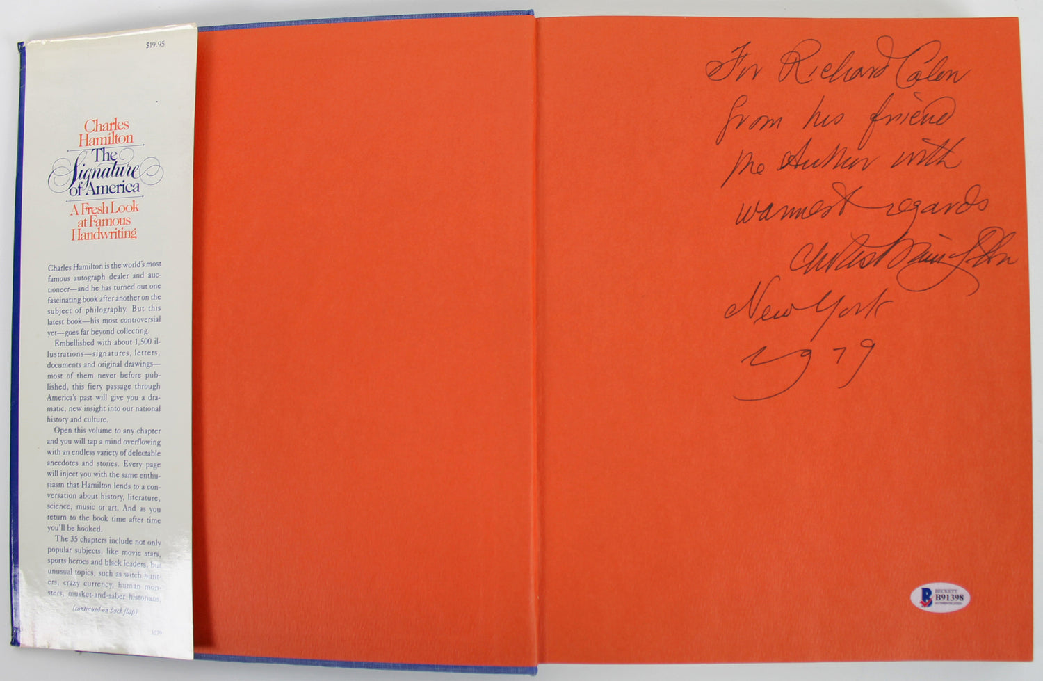 Charles Hamilton Signed The Signature Of America First Edition Book BAS #B91398