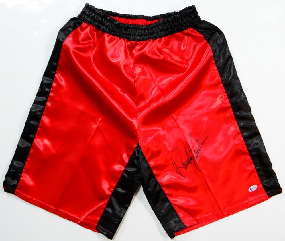 Randy Couture Autographed Red Custom MMA Trunks - Beckett Auth *Black
