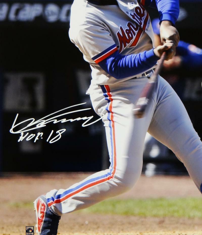 Vladimir Guerrero Autographed Expos 16x20 PF Swinging Photo w/ HOF- JSA Auth *Wh