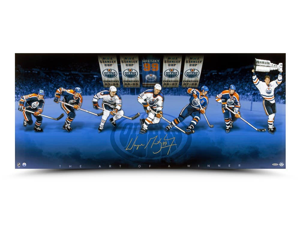 WAYNE GRETZKY Autographed Edmonton Oilers "The Art of A Winner" 42" x 18" Photo Collage UDA
