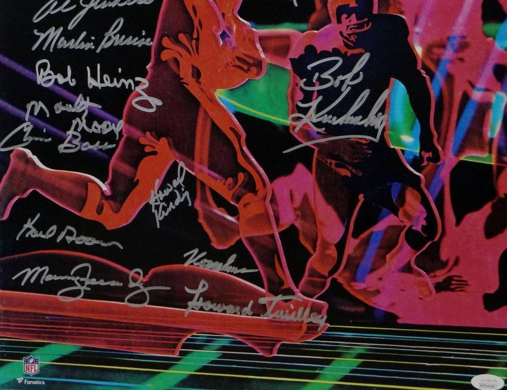 72 Dolphins Autographed 16x20 PF Super Bowl Poster w/ 20 Sigs JSA W Auth *Silver