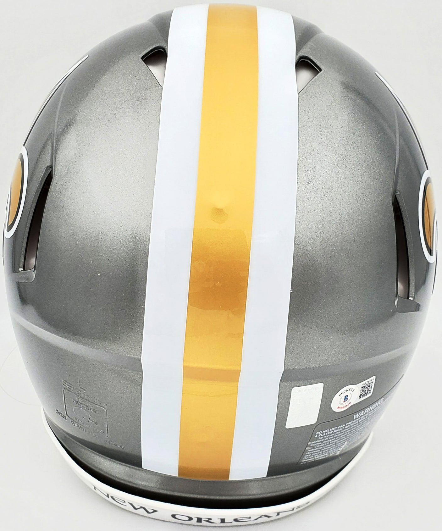 Drew Brees Autographed New Orleans Saints Flash Silver Full Size Authentic Speed Helmet "SB XLIV MVP" Beckett BAS QR Stock #197103