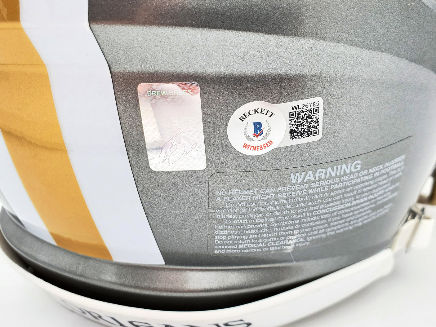Drew Brees Autographed New Orleans Saints Flash Silver Full Size Authentic Speed Helmet "SB XLIV MVP" Beckett BAS QR Stock #197103