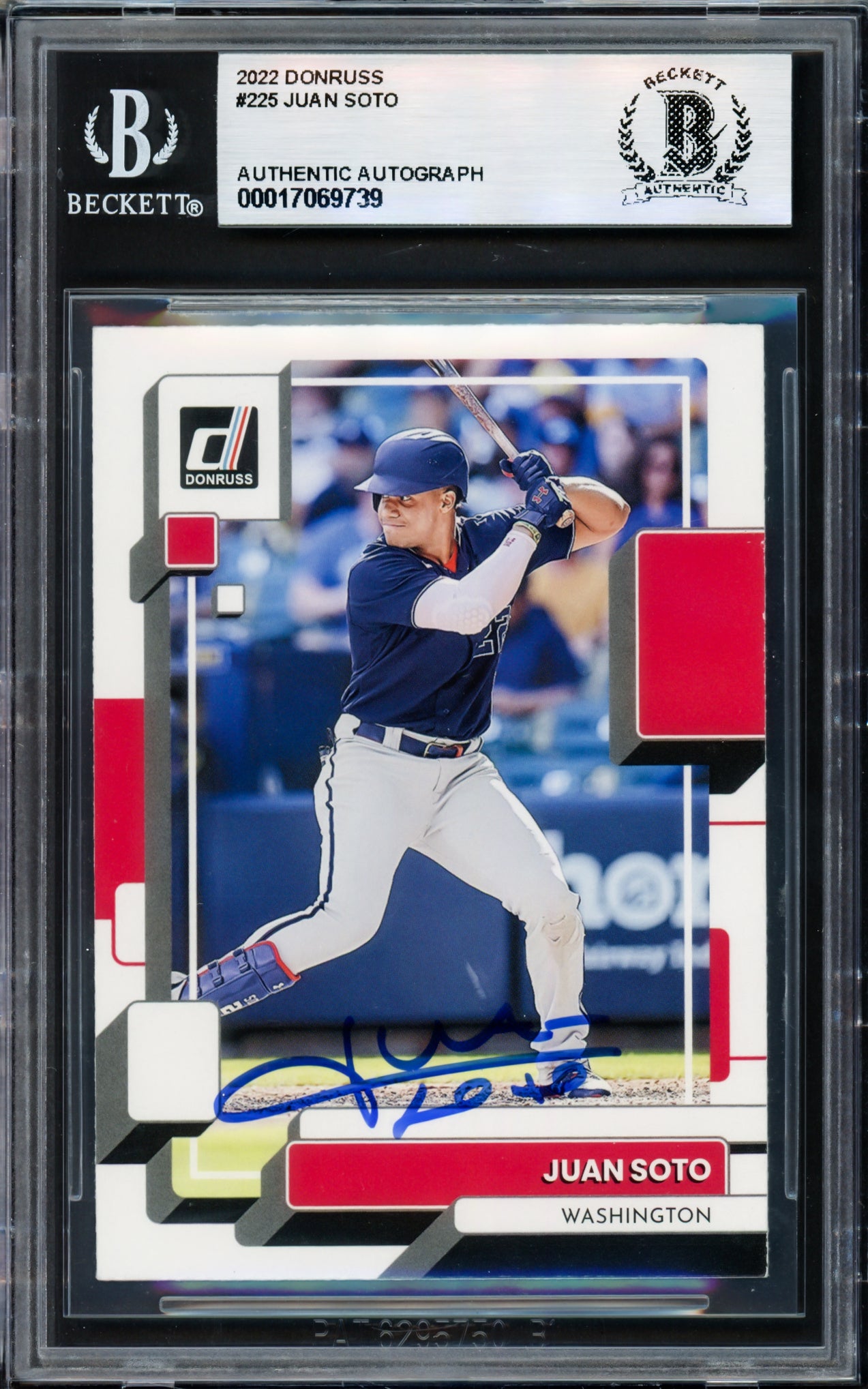 Juan Soto Autographed 2022 Donruss Variations Card #225 New York Mets Beckett BAS #17069739