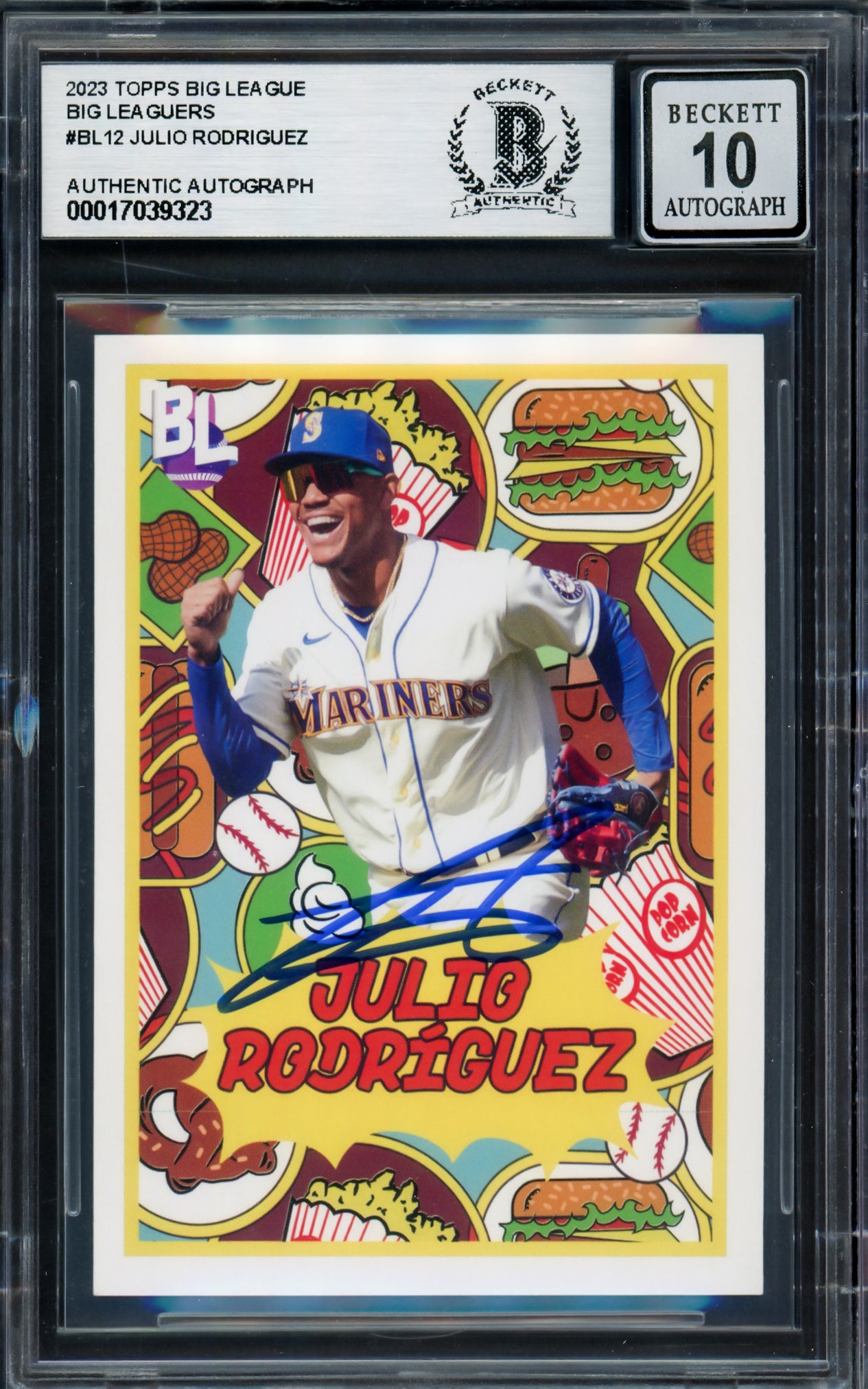 Julio Rodriguez Autographed 2023 Topps Big League Card #BL-12 Seattle Mariners Auto Grade Gem Mint 10 Beckett BAS #17039323