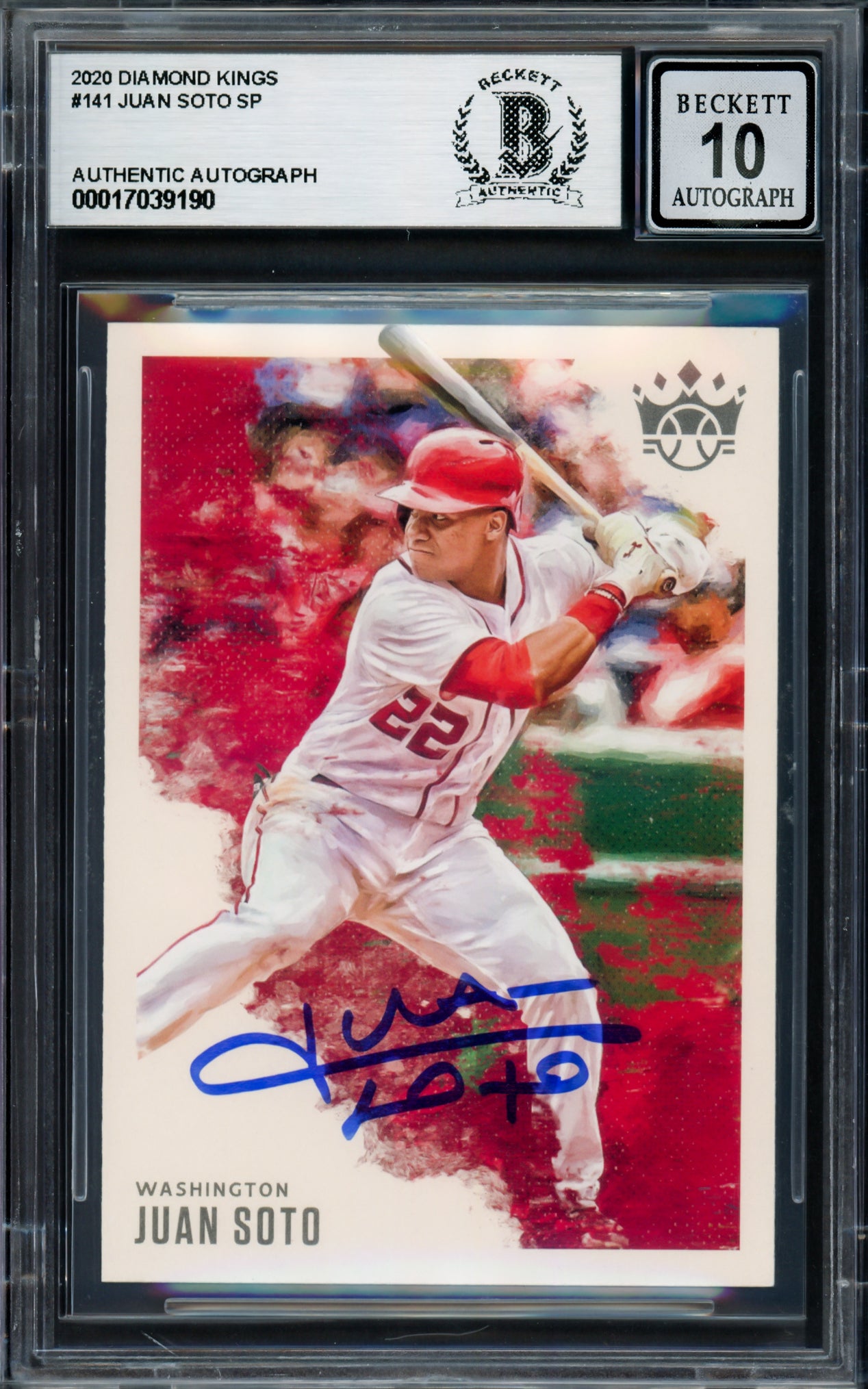 Juan Soto Autographed 2020 Donruss Diamond Kings Card #141 New York Mets Auto Grade Gem Mint 10 Beckett BAS #17039190