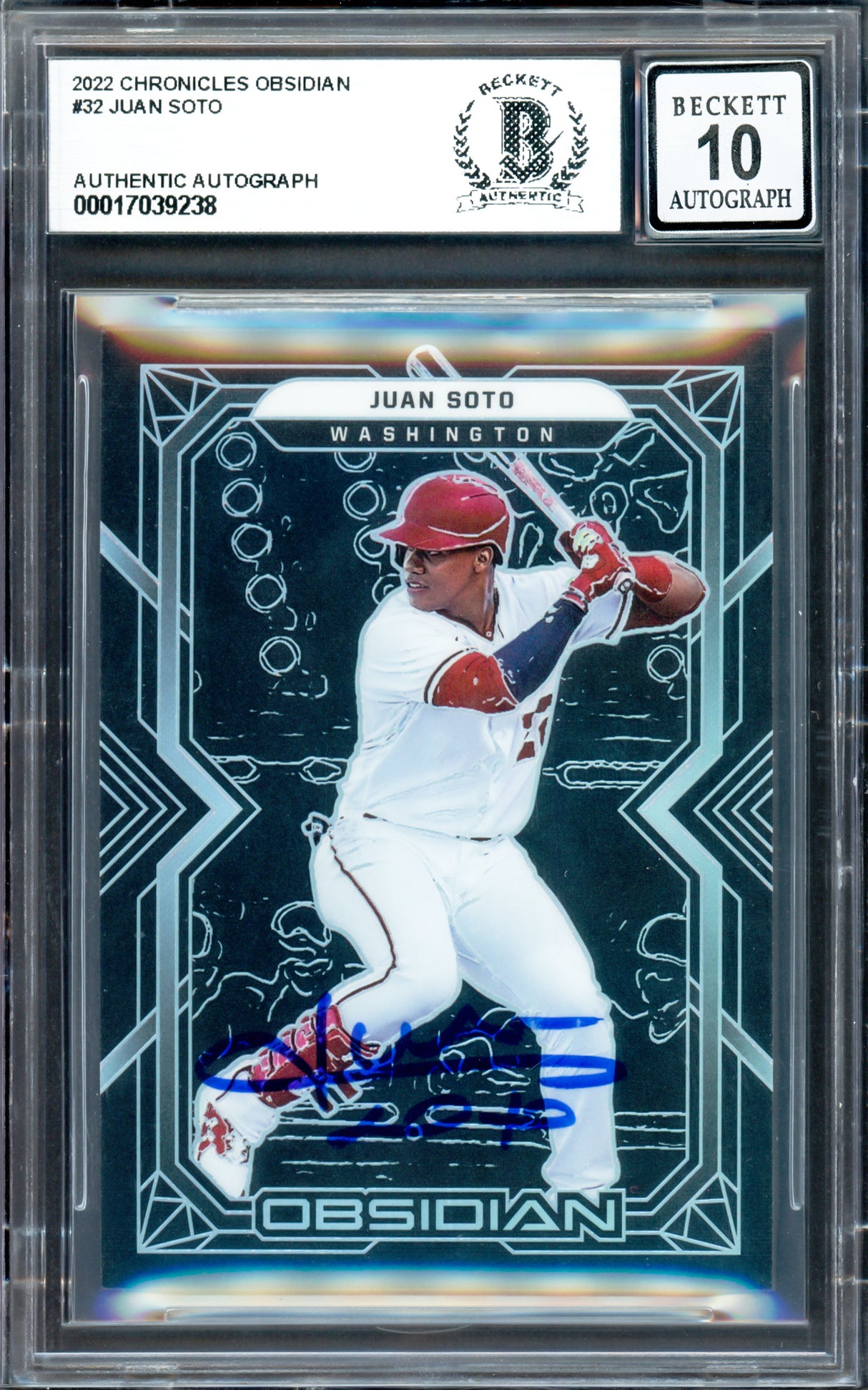 Juan Soto Autographed 2022 Panini Obsidian Card #32 New York Mets Auto Grade Gem Mint 10 Beckett BAS #17039238
