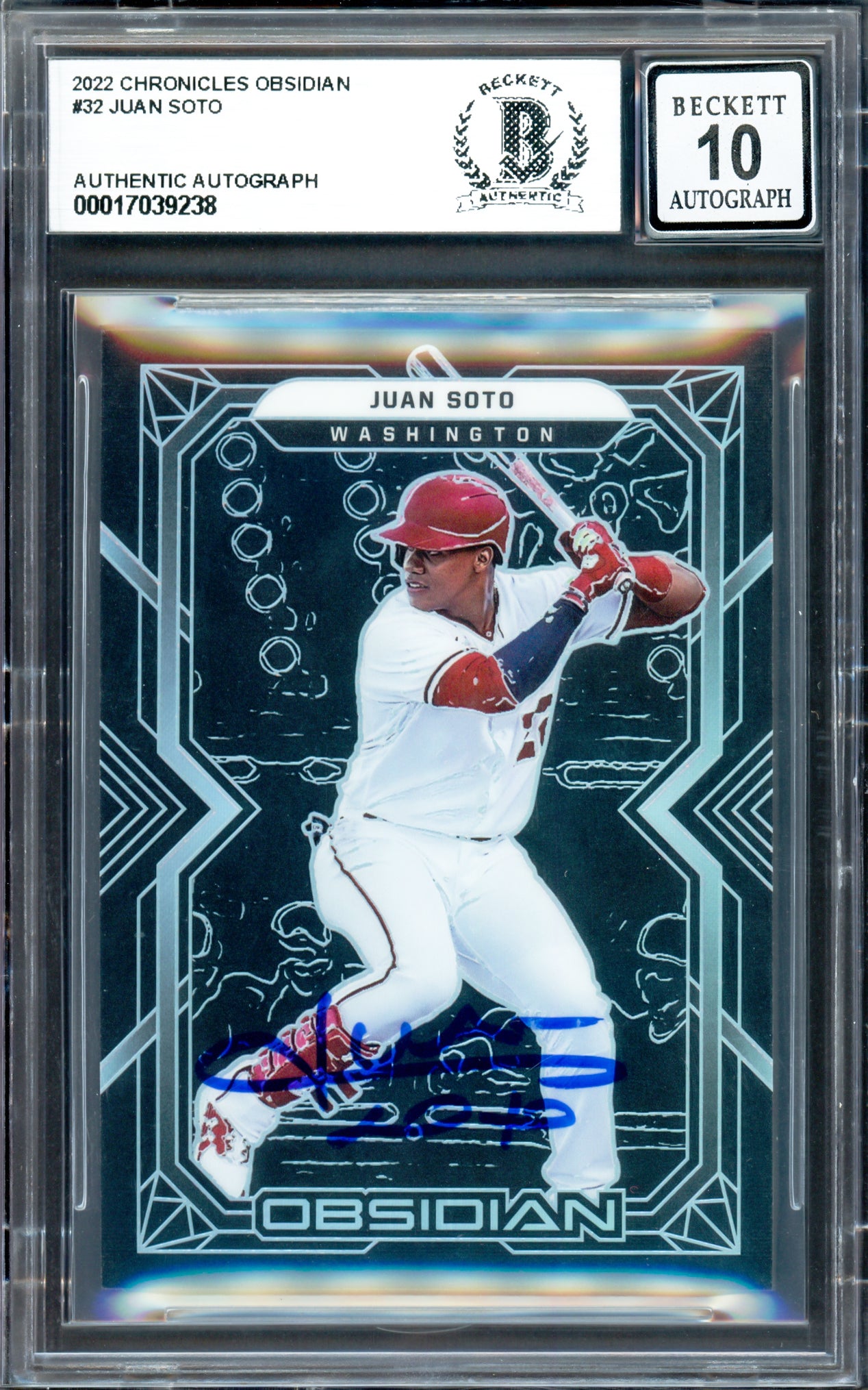 Juan Soto Autographed 2022 Panini Obsidian Card #32 New York Mets Auto Grade Gem Mint 10 Beckett BAS #17039238