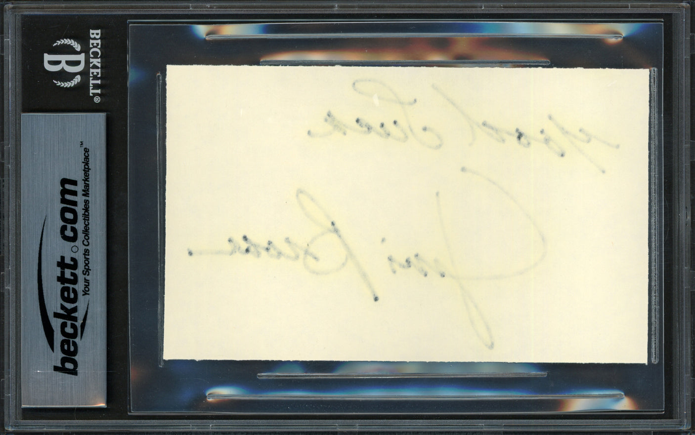 Jim Brown Autographed 3x5 Cut Signature Cleveland Browns "Good Luck" Beckett BAS #17070426