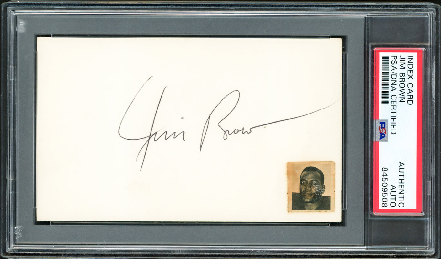 Jim Brown Autographed 3x5 Index Card Cleveland Browns PSA/DNA #84509508
