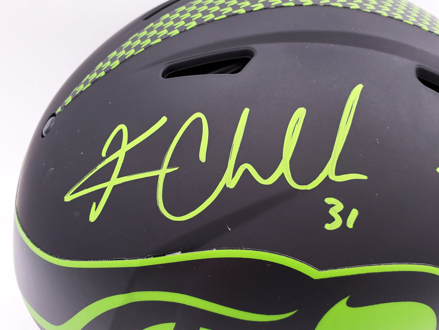 Kam Chancellor Autographed Seattle Seahawks Eclipse Black Full Size Authentic Speed Helmet "SB Champs" MCS Holo Stock #197180