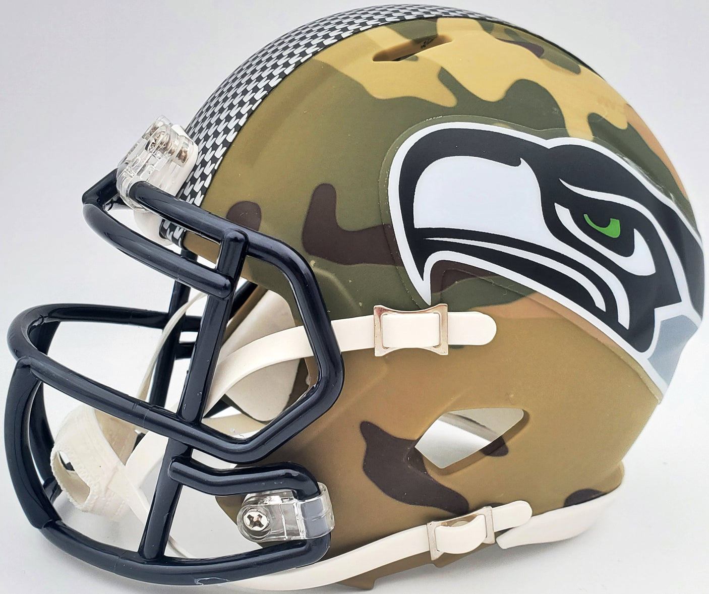Warren Moon Autographed Seattle Seahawks Camo Mini Helmet "HOF 06" MCS Holo Stock #197051