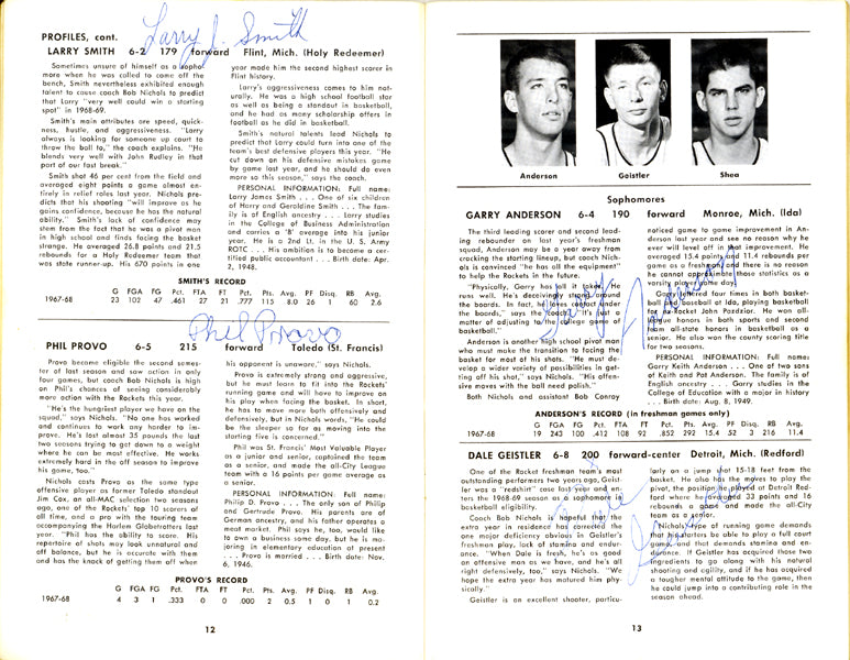1968-1969 University of Toledo Autographed Press Guide With 15 Total Signatures Including John Brisker & Steve Mix PSA/DNA #AB06816