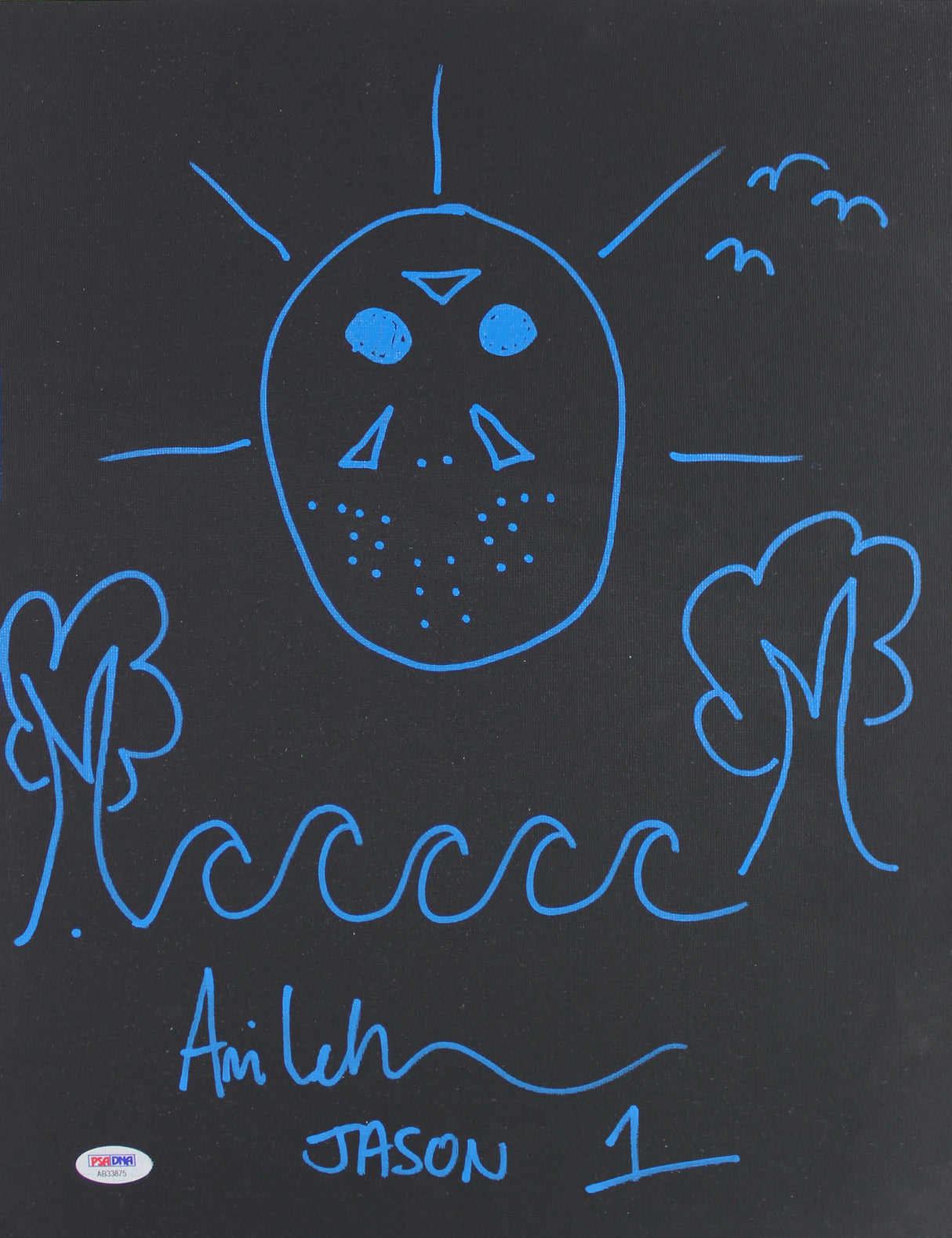 Ari Lehman Friday The 13th Signed Hand Drawn 12x16 Canvas Sketch PSA #AB33875