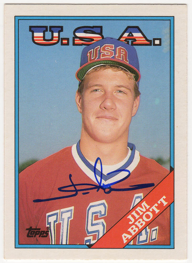Jim Abbott Signed Team USA 1989 Topps Traded Rookie Baseball Card #1T