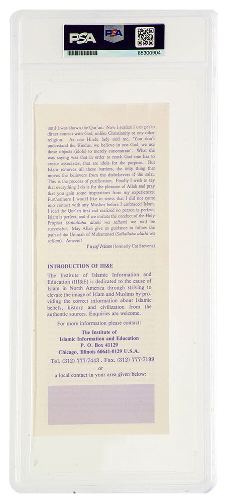 Muhammad Ali Signed Islamic Brochure Series NO.17 Purple 9x3 Pamplet - (PSA/DNA Encapsulated)