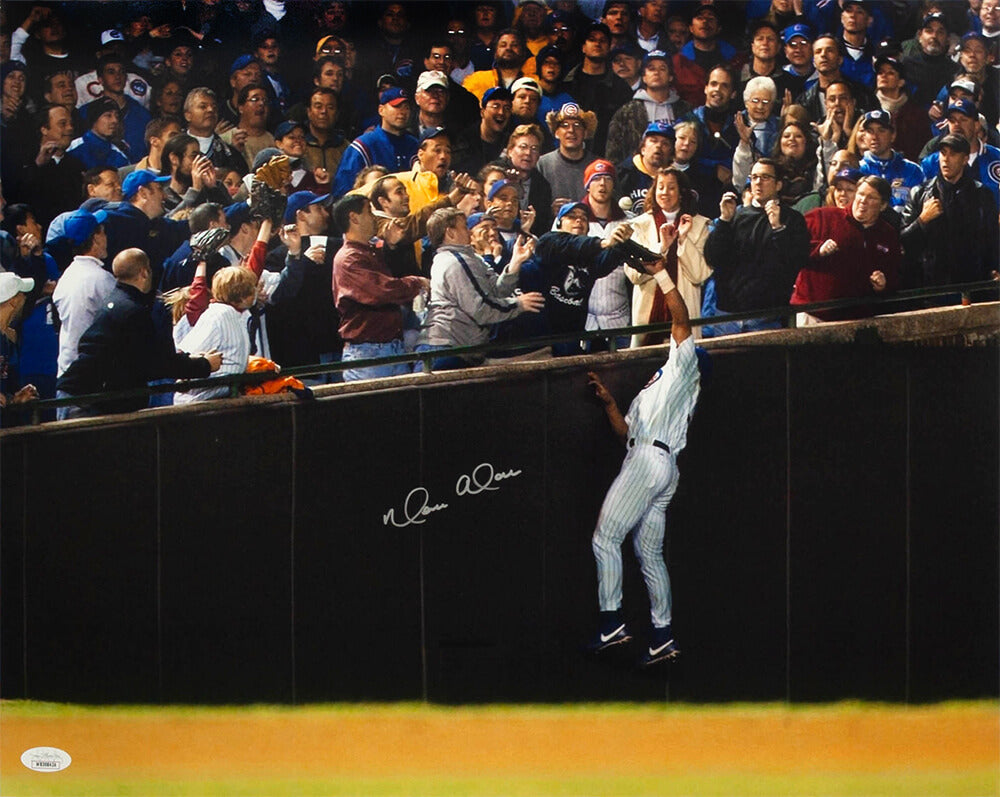 Moises Alou Signed Chicago Cubs 2003 NLCS Bartman Foul Ball 16x20 Photo - (JSA)