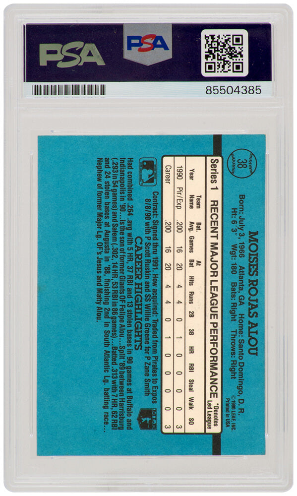 Moises Alou Signed Expos 1991 Donruss Rate Rookie Baseball Card #38 - (PSA Encapsulated)