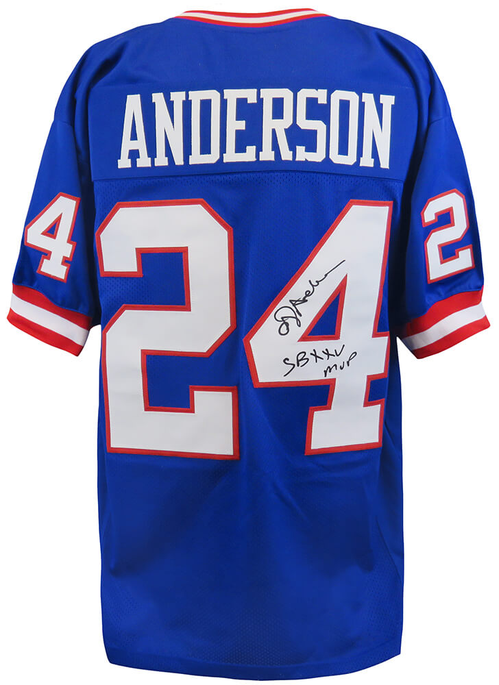 Ottis Anderson Signed Blue T/B Custom Football Jersey w/SB XXV MVP