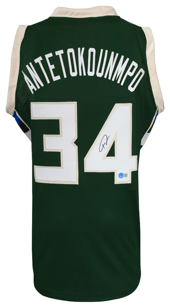 Giannis Antetokounmpo Signed Green Custom Basketball Jersey (Beckett)