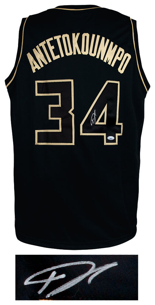 Giannis Antetokounmpo Signed Black Custom Basketball Jersey - (JSA)