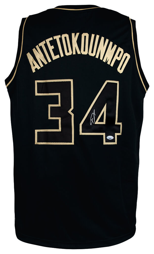 Giannis Antetokounmpo Signed Black Custom Basketball Jersey - (JSA)