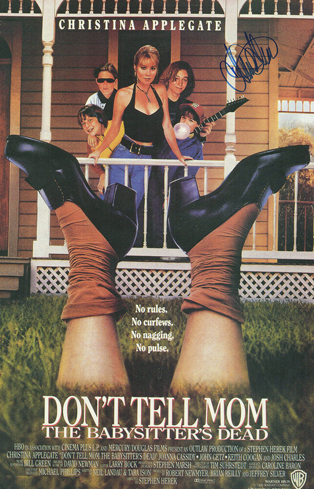 Christina Applegate Signed Don't Tell Mom The Babysitter's Dead 11x17 Movie Poster (In Blue)