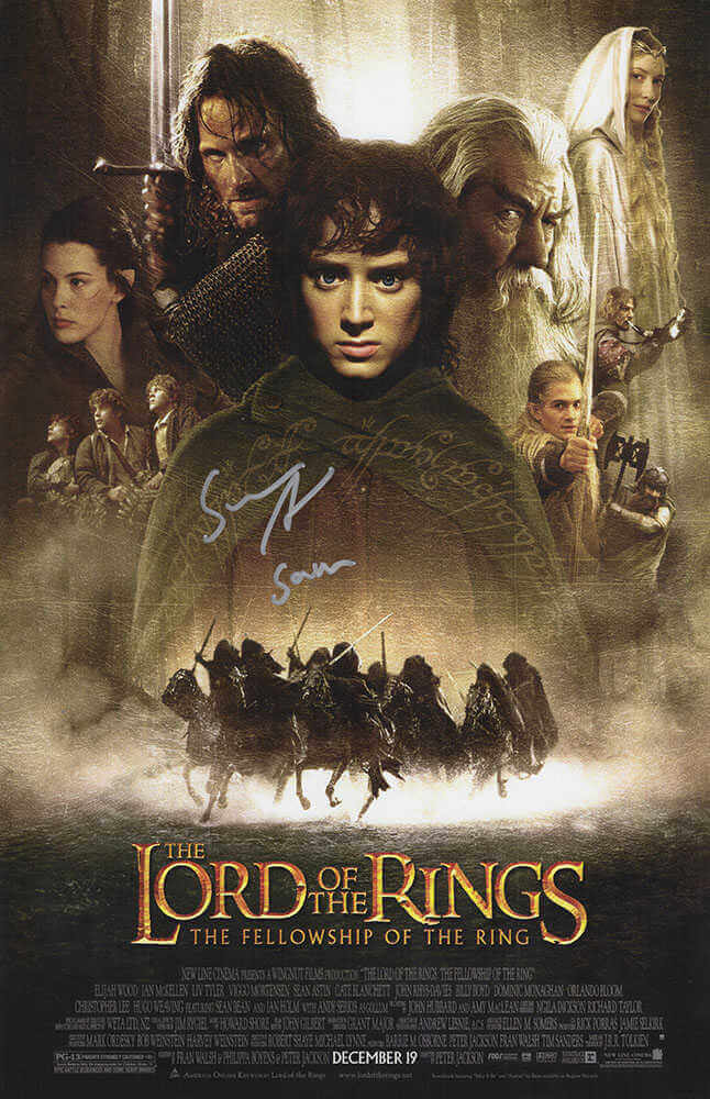 Sean Astin Signed Lord of The Rings: The Fellowship of the Ring 11x17 Movie Poster w/Sam