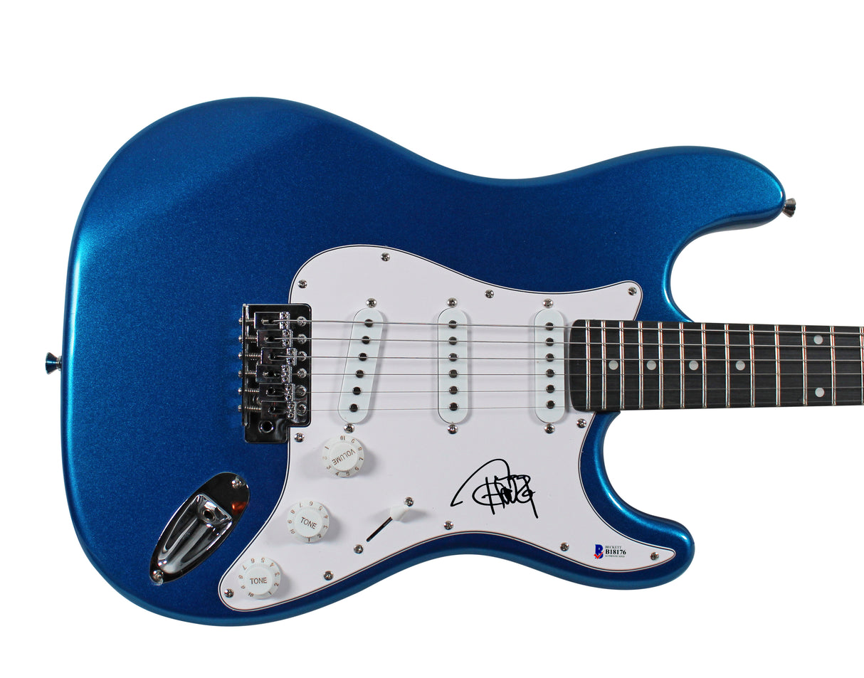 Tommy Chong Authentic Signed Blue Electric Guitar Autographed BAS #B18176