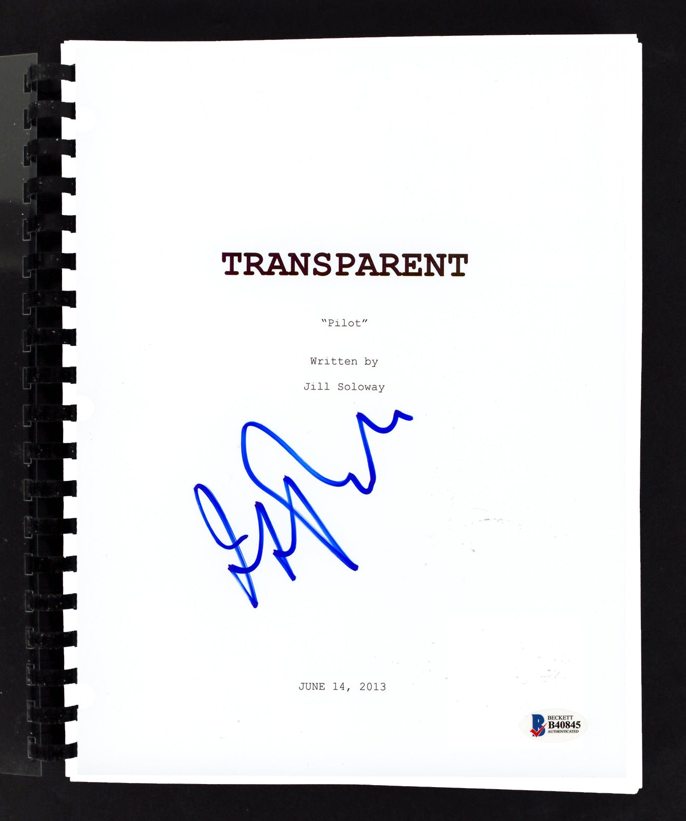 Jeffrey Tambor Authentic Signed Transparent Pilot Episode Tv Script BAS #B40845